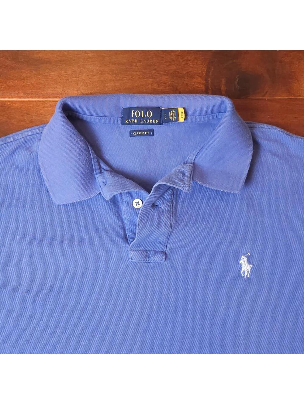 Vintage 90s Polo Ralph Lauren Blue Short Sleeve Shirt Men's Size Large